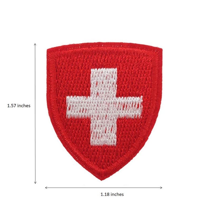 Cute-Patch 3pcs Set Mini Switzerland Flag Shield Embroidered Iron on sew on Patches Swiss Travel Emblem - Image 2
